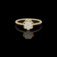 0.30 TCW Bloom Floral Round Lab Grown Diamond Cluster with Sculpted Rope Band