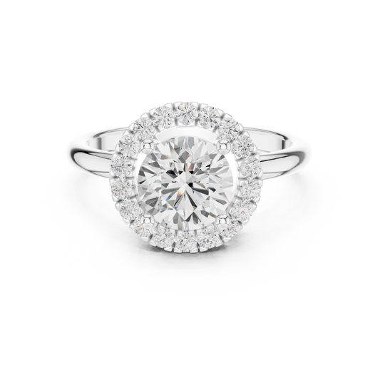 Round Cut Halo Moissanite Filigree Engagement Ring - view 3