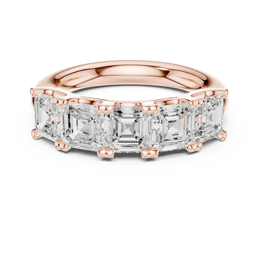 3.60 TCW Graceful Five Stone Ring with Asscher Cut Moissanite Diamond Brilliant Step Cut Sparkle For Stillness Love