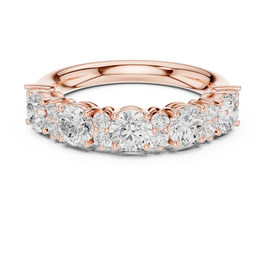 1.37 CT Luxury Multi-Stone Gold Moissanite Diamond Band with Graduated Round Stones For for Brides