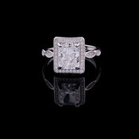 2.50 CT Eternal Spark Lab Grown Radiant Cut Diamond Halo Ring with Leaf Patterned Band