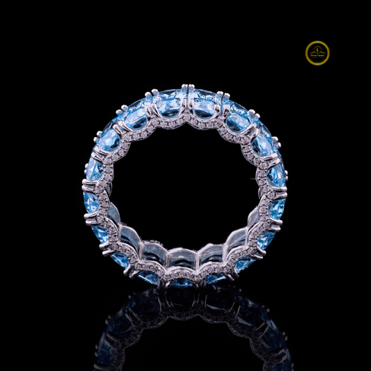 Full Sparkle Radiant Lab Diamond Cut Eternity Statement Band - view 4