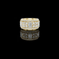 6.00 CT Majestic Wide Lab Diamond Band Featuring Emerald Cut Center Stones with Pear Floral Motifs