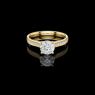 1.50 TCW Featuring a Dazzling Round Lab Grown Diamond and Sparkling Pavé Set Accent Stones