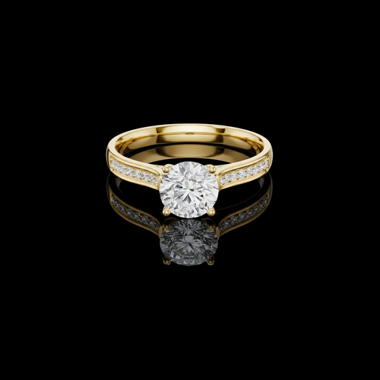 0.072 TCW Featuring a Dazzling Round Moissanite Diamond and Sparkling Pavé Set Accent Stones