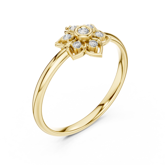Round Cut Lab Diamond Floral Cluster Split Shank Ring - view 4
