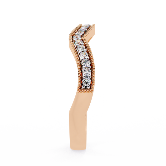 Curved Round Cut Lab Diamond With Pave Milgrain Band - view 3