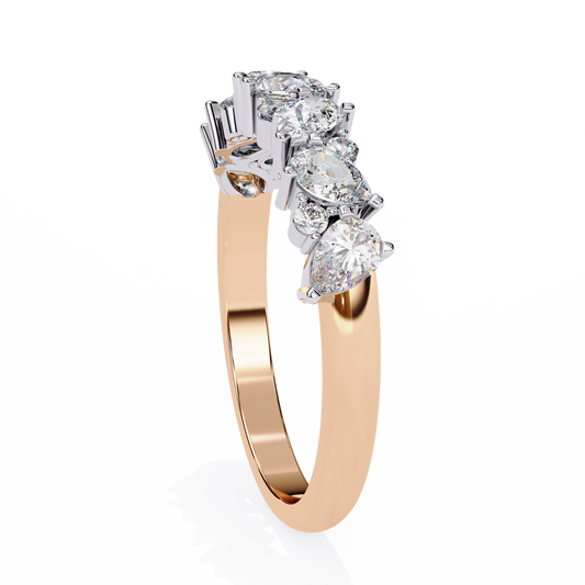 Pear & Round Moissanite Cluster Wedding Band Ring - view 3
