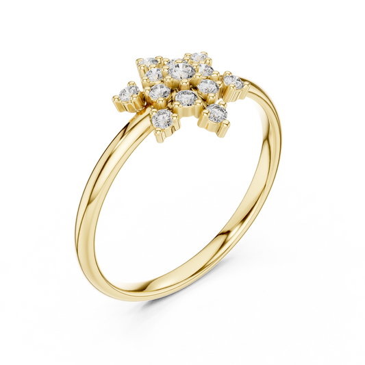 Crafted Cluster Setting Round Lab Diamond Anniversary Ring - view 2