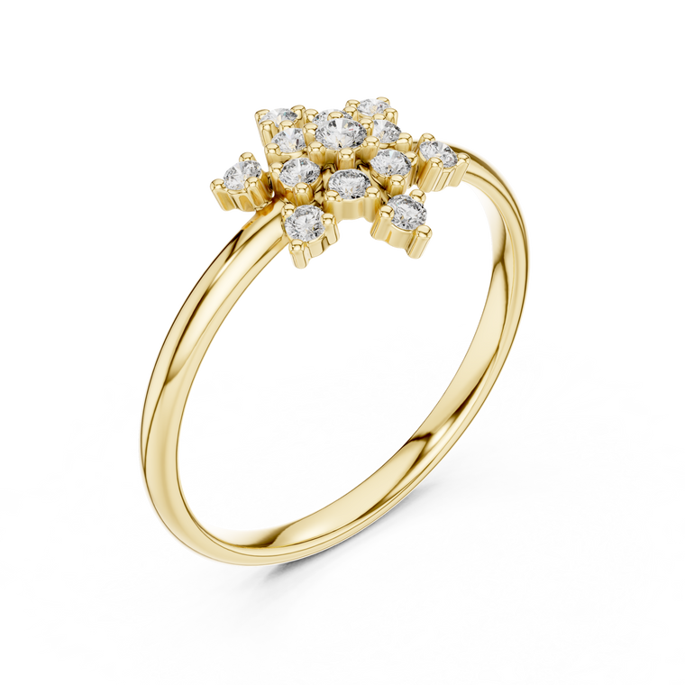 Crafted Cluster Setting Round Moissanite Anniversary Ring - view 2