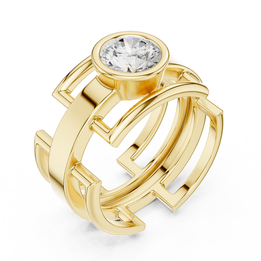 1.00 TCW Infinite Form Contemporary Ring with Bezel Set Round Moissanite Diamond