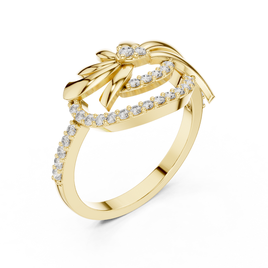 Floral Swirl Round Moissanite Engagement Ring With Pave Setting - view 2