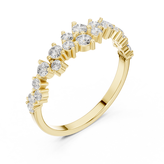 Round & Marquise Cut Lab Diamond Crown Wedding Band Ring - view 4