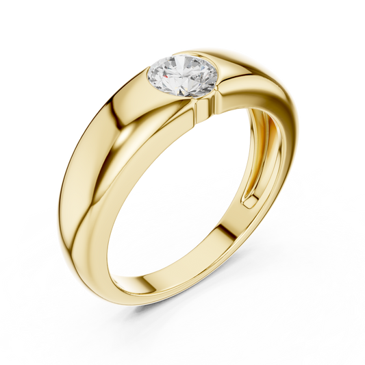 0.005 TCW Eternal Gleam Exquisite Solitaire Ring with Bezel Set Round Cut Moissanite Diamond