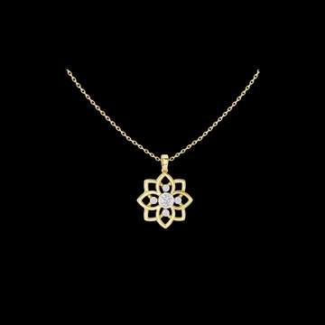 0.45 TCW Sparkling Floral Flower Brilliant Center Moissanite Diamond Open Petal Design Pendant For Her