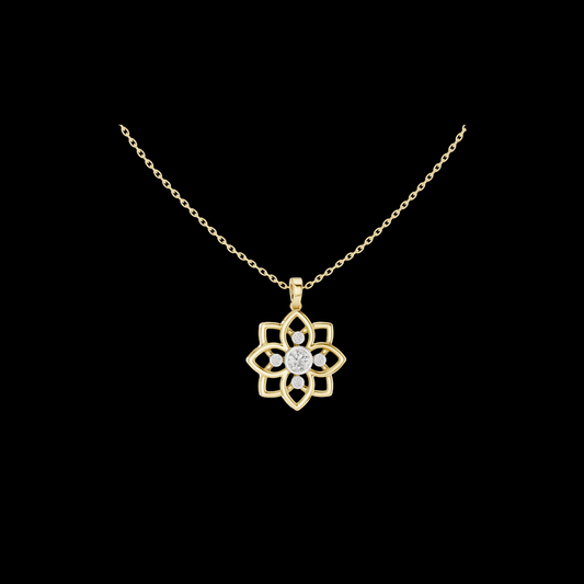 0.45 TCW Sparkling Floral Flower Brilliant Center Moissanite Diamond Open Petal Design Pendant For Her