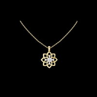 0.45 TCW Sparkling Floral Flower Brilliant Center Moissanite Diamond Open Petal Design Pendant For Her