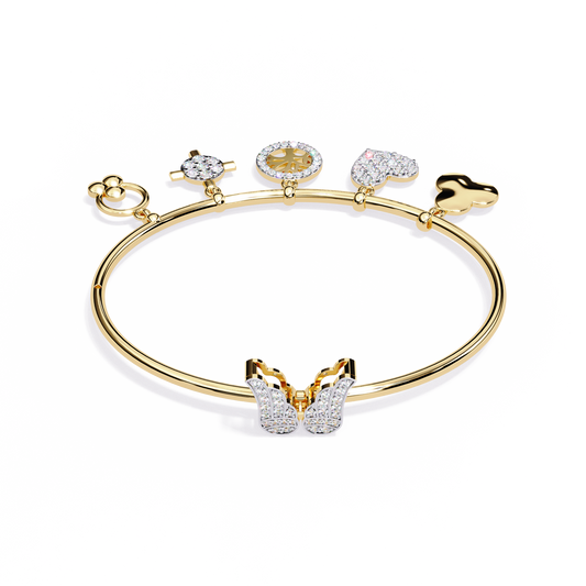 Round Charm Bangle Bracelet Heart & Symbol Charms - view 2