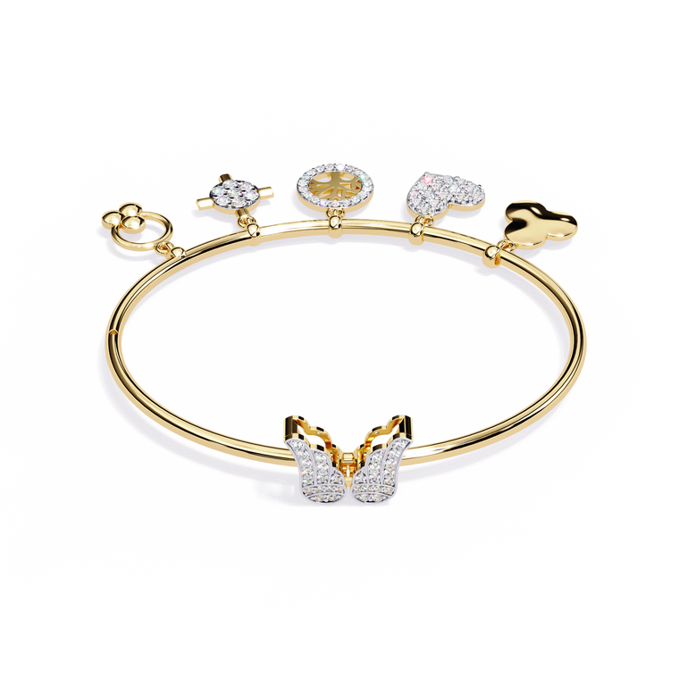 Round Charm Bangle Bracelet Heart & Symbol Charms - view 2