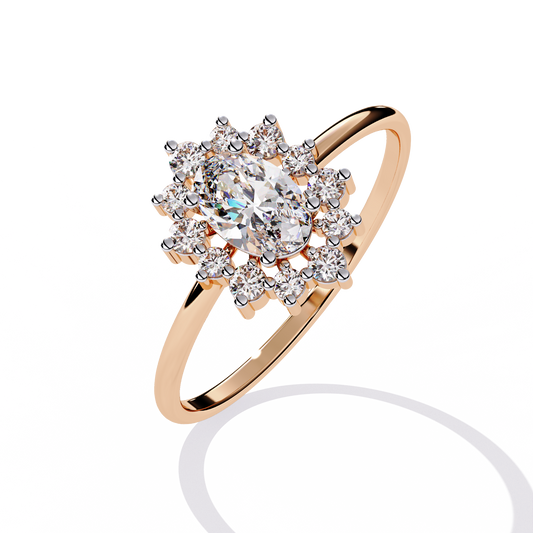 Oval Halo Lab Diamond Floral Ring - view 3