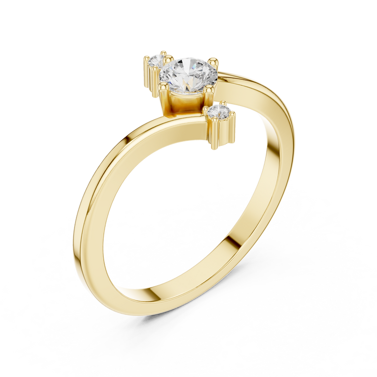 Round Contemporary Moissanite Bypass Ring - view 2