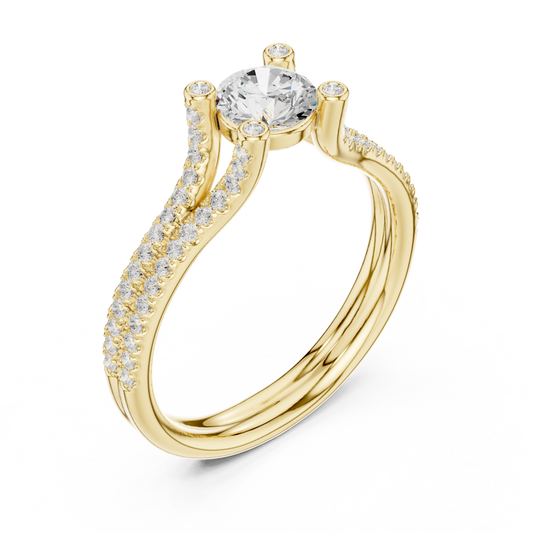 0.63 CT Celestial Crown Round Cut Lab Grown Diamond Ring with Triple Pavé Band