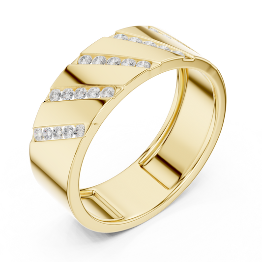 0.25 TCW Lumière Chevron Contemporary Band with Diagonal Moissanite Diamond Inlays