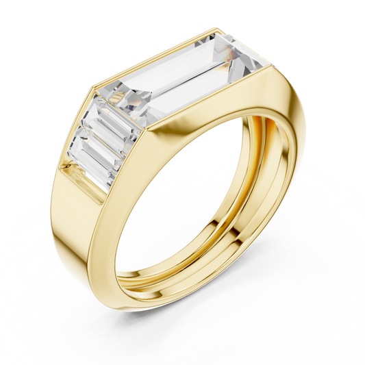 2.33 CT Architectural Baguette Moissanite Diamond Statement Band with Precision-Set Geometry