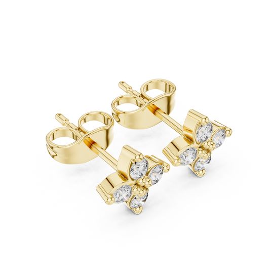 0.24 TCW Classic Clover Moissanite Diamond Stud Earrings with Four Petal Cut Design