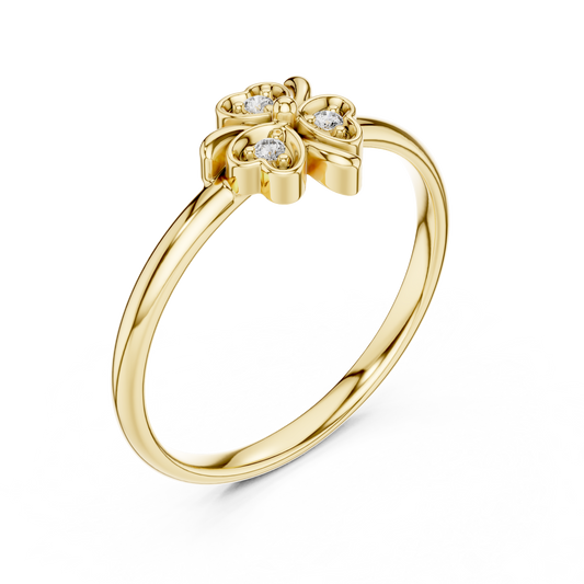 Butterfly Round Cut Moissanite Ring with Accents - view 4