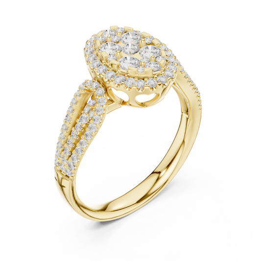 Radiant Shape Lab Grown Diamond Halo Cluster Ring - view 2
