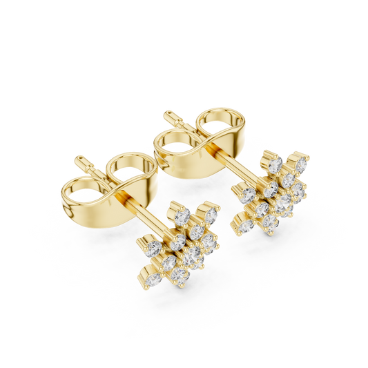 0.17 TCW Radiant Halo Cluster Stud Earrings with Round Brilliant Moissanite Diamonds