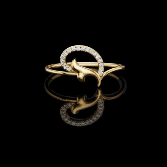 0.54 TCW Crescent Lab Grown Diamond Ring with Elegant Curved Leaf-Inspired Design