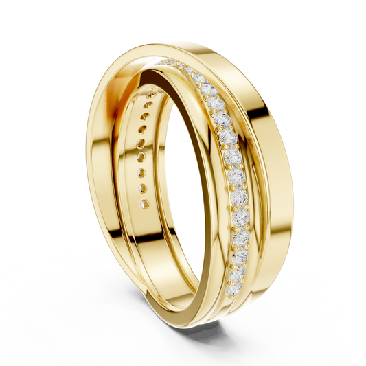 0.29 TCW Golden Embrace Intertwined Moissanite Diamond Band with Modern Crossover Design
