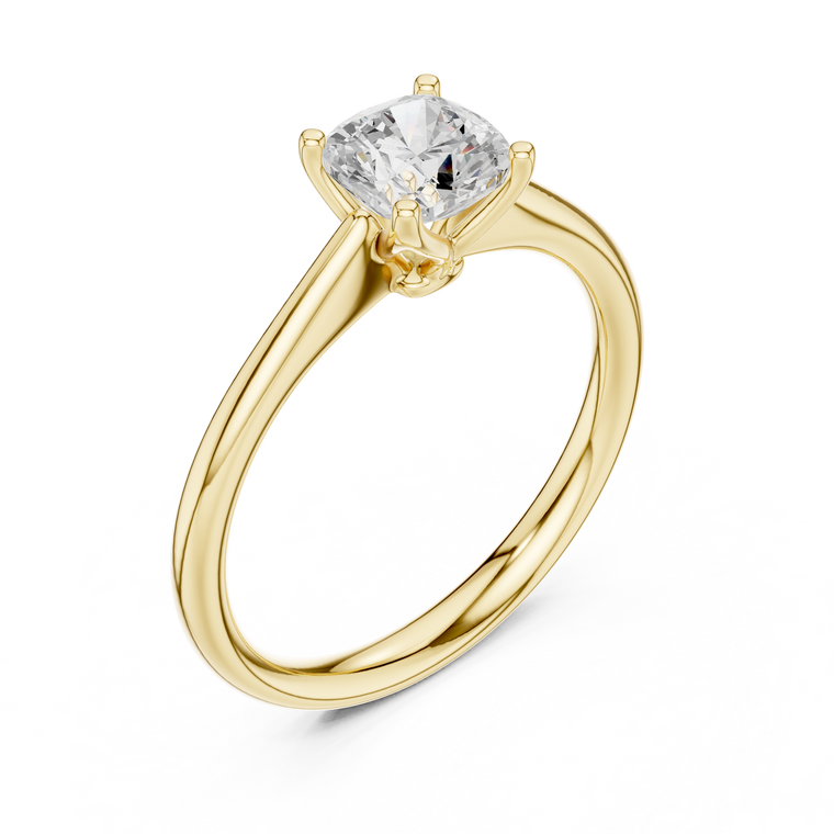 Cushion Cut Lab Diamond Solitaire Engagement Ring Four Prong - view 2