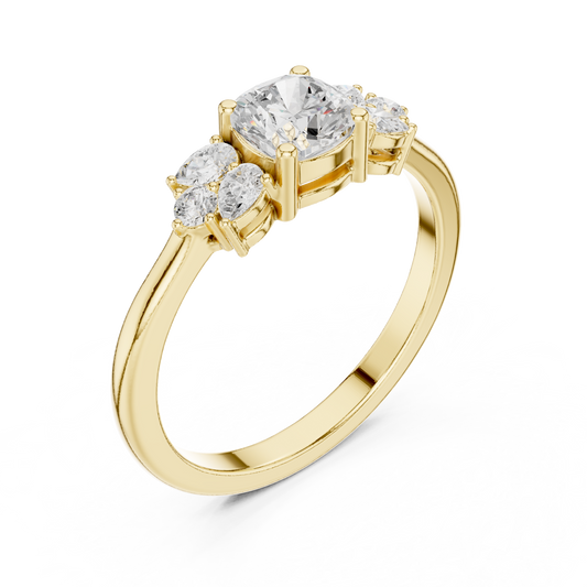 Cushion Lab Diamond Engagement Ring with Pear Side Stones - view 2