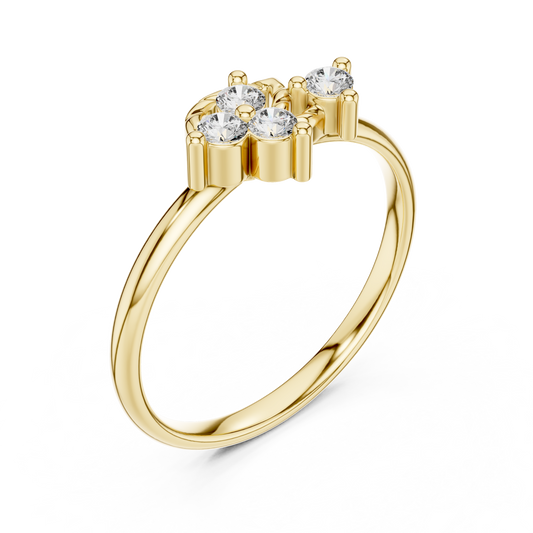 Round Brilliant Moissanite Floral Cluster Leaf Ring - view 2