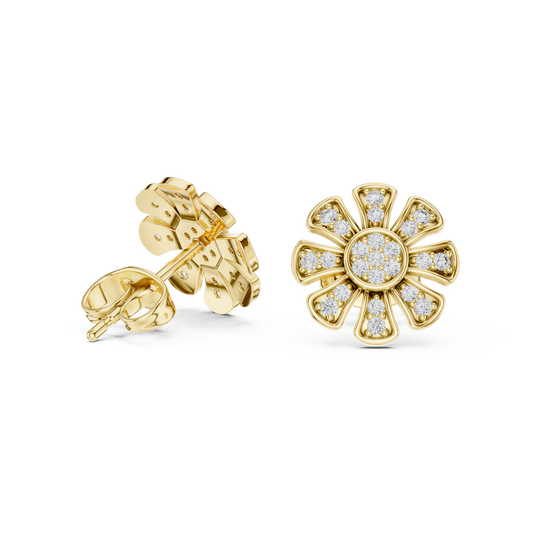 0.25 TCW Daisy Floral Stud Earrings with Round Brilliant Moissanite Diamonds