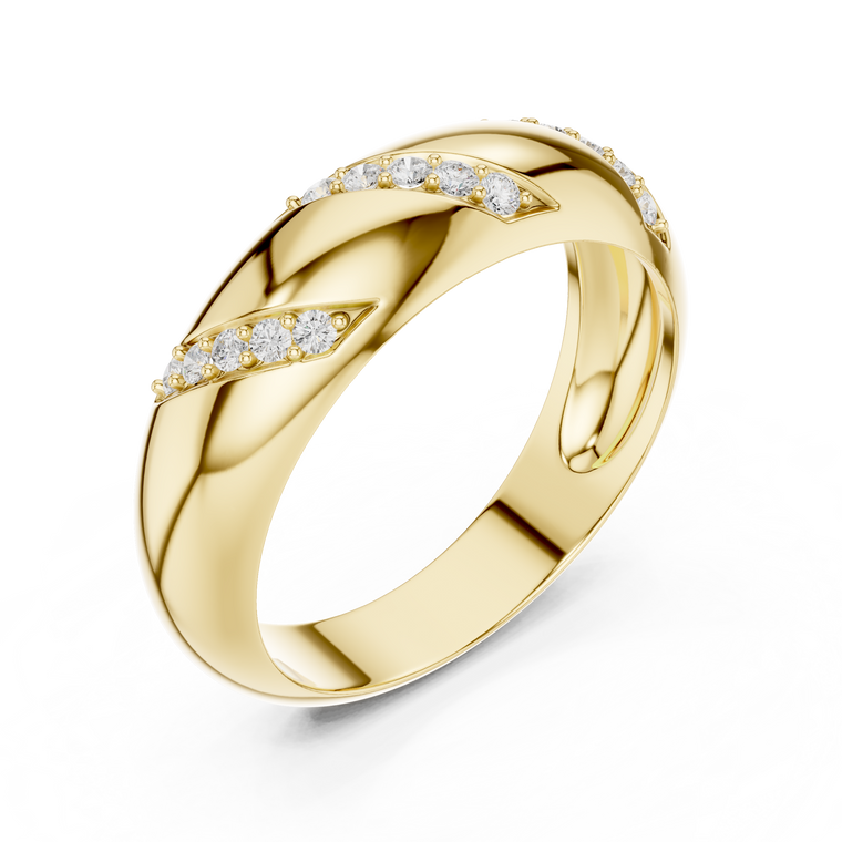 Round Cut Lab Grown Diamond Men's Slanted Row Dome Statement Ring - view 2