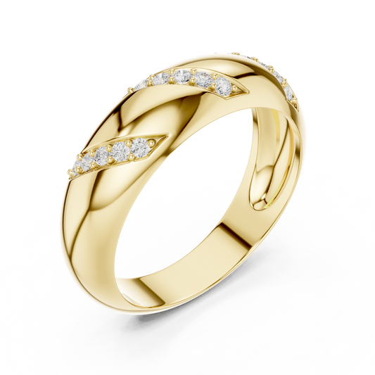 0.13 TCW Aurora Cut Band with Diagonal Round Cut Moissanite Diamond Brilliance