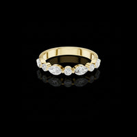 1.10 TCW Luna Crest Gold Marquise Cut Moissanite Diamond Wedding Band For Her