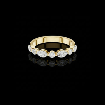 1.10 TCW Luna Crest Gold Marquise Cut Moissanite Diamond Wedding Band For Her