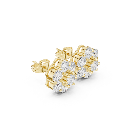 2.94 TCW Classic Floral Moissanite Diamond Cluster Stud Earrings with Brilliant Round Cut Sparkle