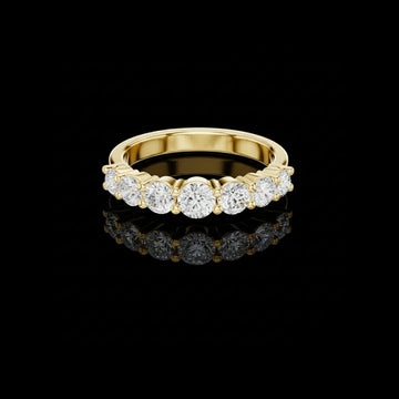 1.09 TCW Fine Jewelry Gold Round Moissanite Diamond Half Eternity Bridal Band