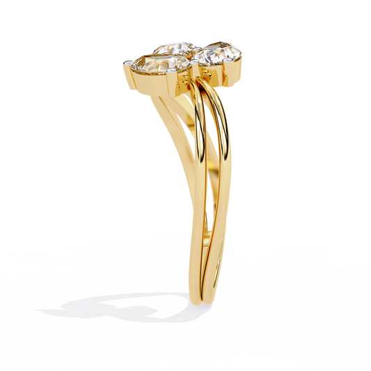 Triple Pear Moissanite Ring with Twisted Band - view 2