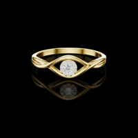 0.045 CT Elegant Ring with Twisted Band and Blooming Moissanite Diamond Cluster Centerpiece