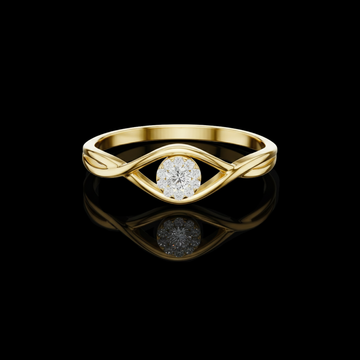 0.045 CT Elegant Ring with Twisted Band and Blooming Moissanite Diamond Cluster Centerpiece