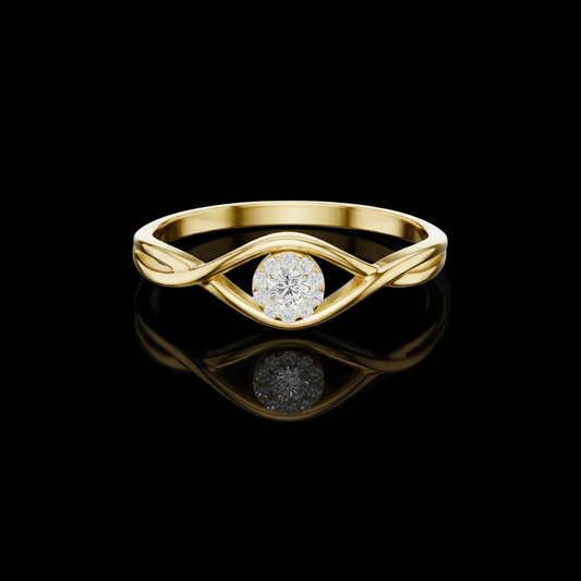 1.00 CT Elegant Ring with Twisted Band and Blooming Moissanite Diamond Cluster Centerpiece