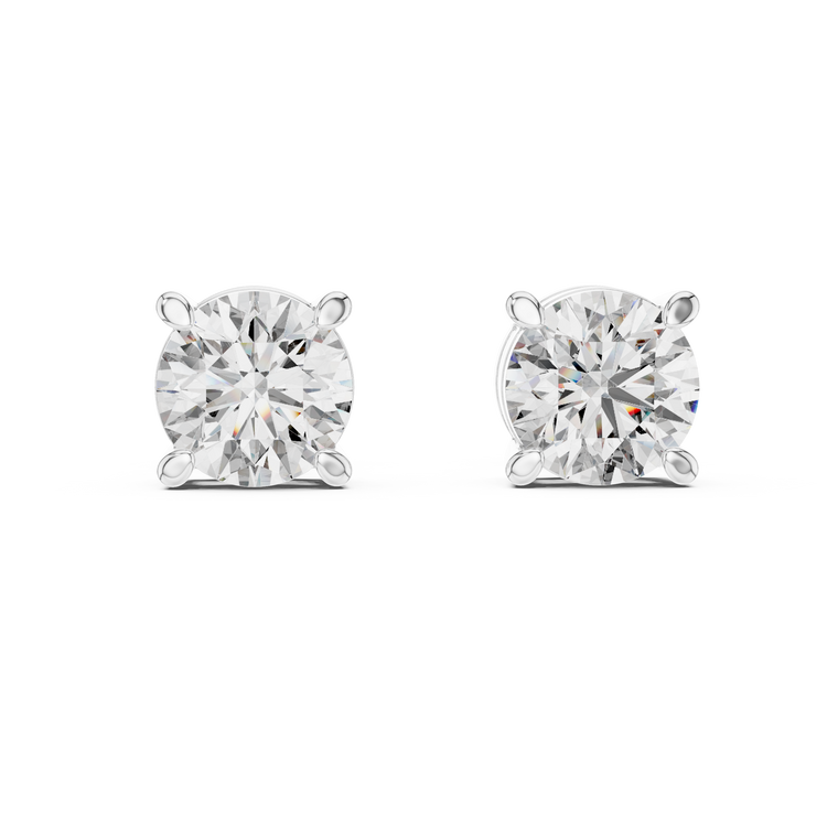 Architectural Crown Basket Round Solitaire Studs - view 2