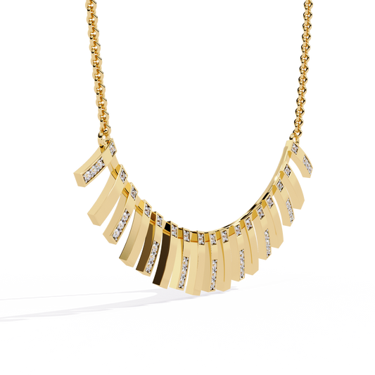 Geometric Fringe Statement Necklace - view 2